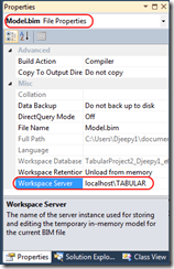 propriété workspace BISM tabulaire